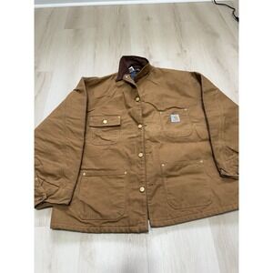 Carhartt C01 Brown Duck Chore Coat Blanket Lined USA Made Oversized Men's Sz 2XL